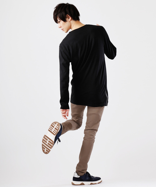 T/C 裾サイドZIP ロング丈カットソー（Tシャツ/カットソー