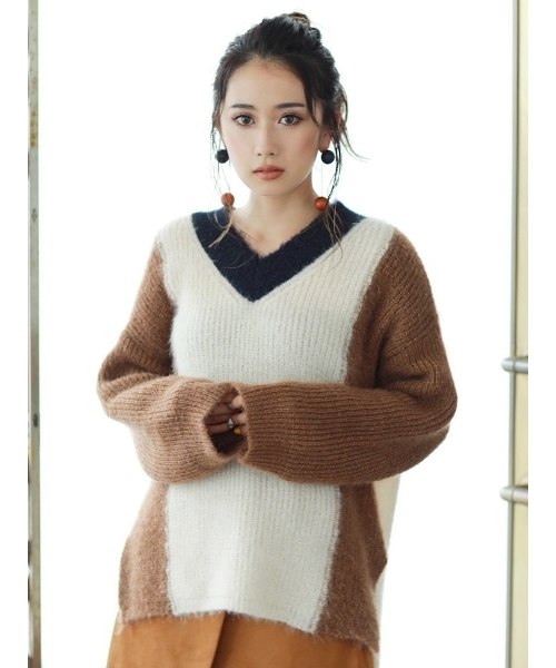 MURUA(ムルーア)の「ブロッキングルーズニット(トップス)」