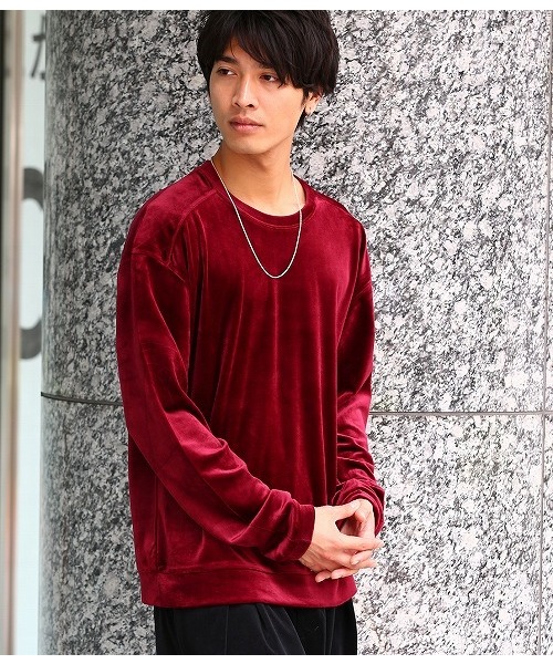 JUNRED（ジュンレッド）の「ベロアクルーネックプルオーバーカットソー（Tシャツ/カットソー・メンズ・ブラック/ネイビー/グリーン/ワイン/ブルー系その他5/グレー/ブルー系その他6/オレンジ/ブルー系その他4・S/M/L）」の8枚目の写真