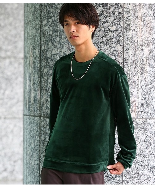 JUNRED（ジュンレッド）の「ベロアクルーネックプルオーバーカットソー（Tシャツ/カットソー・メンズ・ブラック/ネイビー/グリーン/ワイン/ブルー系その他5/グレー/ブルー系その他6/オレンジ/ブルー系その他4・S/M/L）」の10枚目の写真