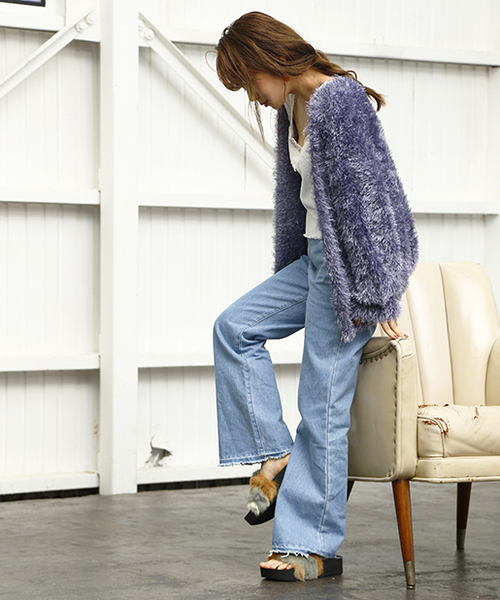 one after another NICE CLAUP（ワンアフターアナザーナイスクラップ）の「モンスターカーディガン（カーディガン/ボレロ・レディース・アイボリー/ベージュ/ブルー系その他/パープル・FREE）」の12枚目の写真