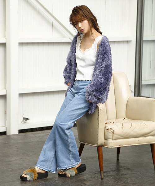 one after another NICE CLAUP（ワンアフターアナザーナイスクラップ）の「モンスターカーディガン（カーディガン/ボレロ・レディース・アイボリー/ベージュ/ブルー系その他/パープル・FREE）」の13枚目の写真