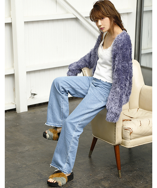 one after another NICE CLAUP（ワンアフターアナザーナイスクラップ）の「モンスターカーディガン（カーディガン/ボレロ・レディース・アイボリー/ベージュ/ブルー系その他/パープル・FREE）」の14枚目の写真