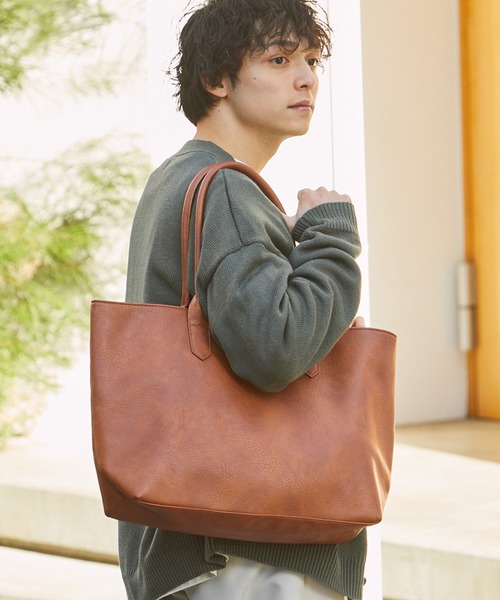 MONO-MART(モノマート)の「Basic Neoleather Big ToteBag(トートバッグ)」|ライトブラウン