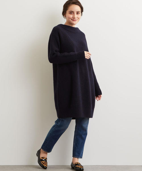 green label relaxing（グリーンレーベルリラクシング）の「SC ハミルトン アゼ ボトルネック ニットワンピース ◆（ワンピース・レディース・ライトグレー/ネイビー/レッド・FREE）」の2枚目の写真