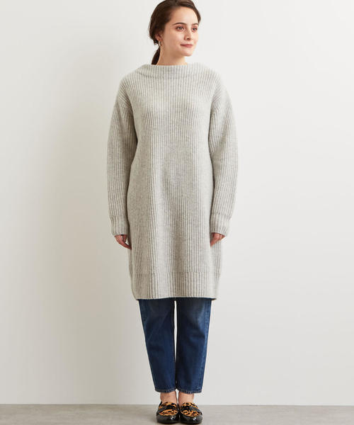 green label relaxing（グリーンレーベルリラクシング）の「SC ハミルトン アゼ ボトルネック ニットワンピース ◆（ワンピース・レディース・ライトグレー/ネイビー/レッド・FREE）」の12枚目の写真