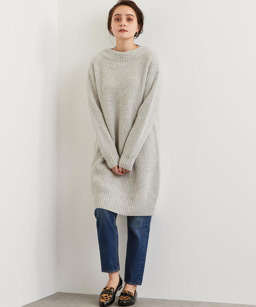 green label relaxing（グリーンレーベルリラクシング）の「SC ハミルトン アゼ ボトルネック ニットワンピース ◆（ワンピース・レディース・ライトグレー/ネイビー/レッド・FREE）」の8枚目の写真