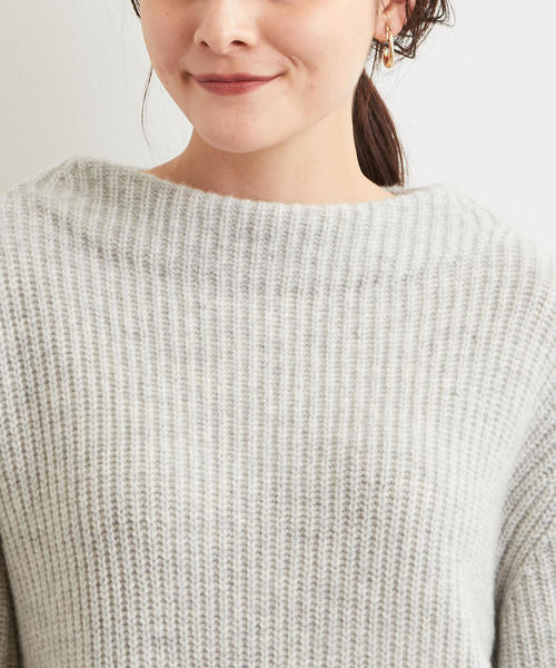 green label relaxing（グリーンレーベルリラクシング）の「SC ハミルトン アゼ ボトルネック ニットワンピース ◆（ワンピース・レディース・ライトグレー/ネイビー/レッド・FREE）」の6枚目の写真