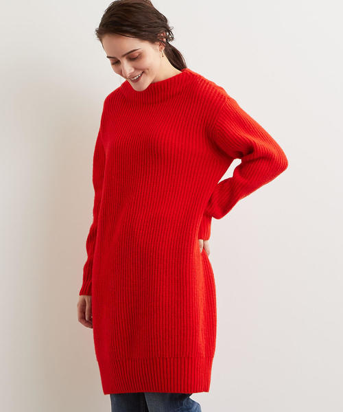 green label relaxing（グリーンレーベルリラクシング）の「SC ハミルトン アゼ ボトルネック ニットワンピース ◆（ワンピース・レディース・ライトグレー/ネイビー/レッド・FREE）」の13枚目の写真