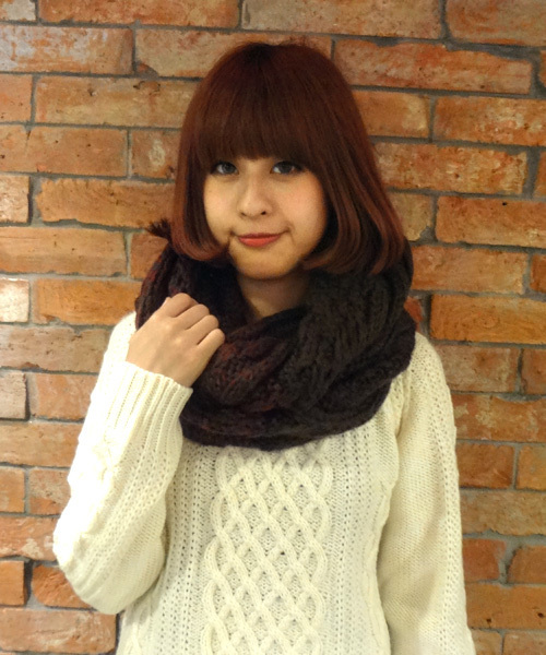 CIAOPANIC（チャオパニック）の「【Ciaopanic】　MIX編みスヌード（ストール/ショール・レディース・ブラック/グレー/レッド/ブラウン・FREE）」の3枚目の写真