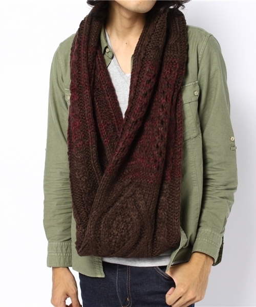 CIAOPANIC（チャオパニック）の「【Ciaopanic】　MIX編みスヌード（ストール/ショール・レディース・ブラック/グレー/レッド/ブラウン・FREE）」の5枚目の写真