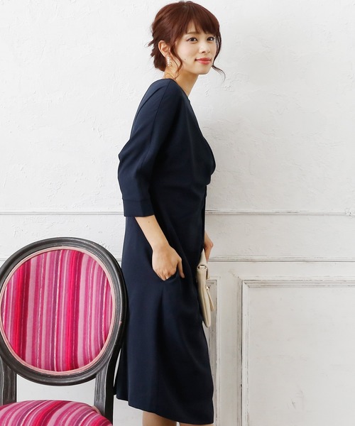 PourVous(プールヴー)の「結婚式 ワンピースドレス ロング と 袖あり ツイストドルマン 大きいサイズ フォーマル オケージョンドレス お呼ばれ 二次会 成人式 (ドレス・レディース・ブラック/カーキ/ネイビー/ライトブルー/マスタード・S/M/L/XL/XXL/4L)」の11枚目の写真