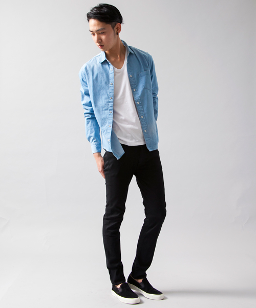 BEAUTY&YOUTH UNITED ARROWS（ビューティーアンドユースユナイテッドアローズ）の「BY ∴ 6オンス デニム レギュラーカラー シャツ◆（シャツ/ブラウス・メンズ・ライトブルー/ロイヤルブルー・LARGE/X-SMALL/X-LARGE/MEDIUM/SMALL）」の6枚目の写真