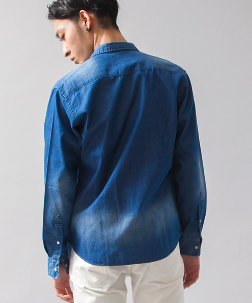 BEAUTY&YOUTH UNITED ARROWS（ビューティーアンドユースユナイテッドアローズ）の「BY ∴ 6オンス デニム レギュラーカラー シャツ◆（シャツ/ブラウス・メンズ・ライトブルー/ロイヤルブルー・LARGE/X-SMALL/X-LARGE/MEDIUM/SMALL）」の9枚目の写真