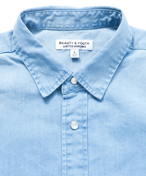 BEAUTY&YOUTH UNITED ARROWS（ビューティーアンドユースユナイテッドアローズ）の「BY ∴ 6オンス デニム レギュラーカラー シャツ◆（シャツ/ブラウス・メンズ・ライトブルー/ロイヤルブルー・LARGE/X-SMALL/X-LARGE/MEDIUM/SMALL）」の10枚目の写真