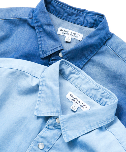 BEAUTY&YOUTH UNITED ARROWS（ビューティーアンドユースユナイテッドアローズ）の「BY ∴ 6オンス デニム レギュラーカラー シャツ◆（シャツ/ブラウス・メンズ・ライトブルー/ロイヤルブルー・LARGE/X-SMALL/X-LARGE/MEDIUM/SMALL）」の5枚目の写真