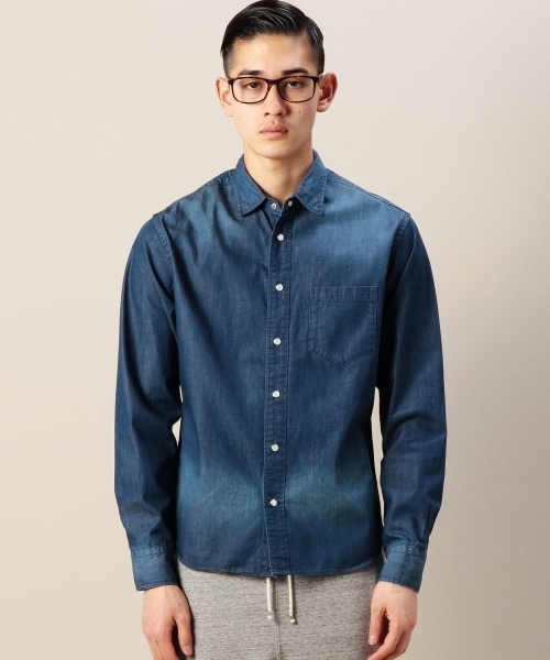 BEAUTY&YOUTH UNITED ARROWS（ビューティーアンドユースユナイテッドアローズ）の「BY ∴ 6オンス デニム レギュラーカラー シャツ◆（シャツ/ブラウス・メンズ・ライトブルー/ロイヤルブルー・LARGE/X-SMALL/X-LARGE/MEDIUM/SMALL）」の12枚目の写真