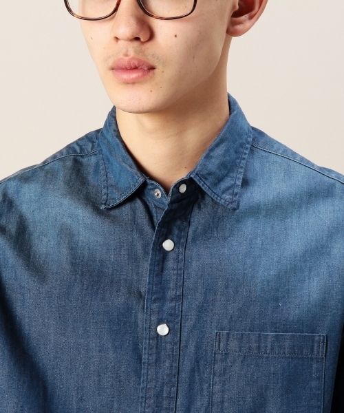 BEAUTY&YOUTH UNITED ARROWS（ビューティーアンドユースユナイテッドアローズ）の「BY ∴ 6オンス デニム レギュラーカラー シャツ◆（シャツ/ブラウス・メンズ・ライトブルー/ロイヤルブルー・LARGE/X-SMALL/X-LARGE/MEDIUM/SMALL）」の15枚目の写真
