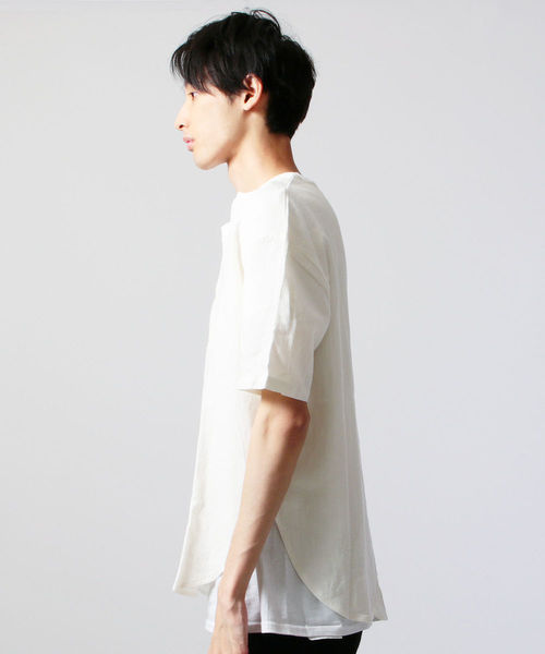 ASTRONOMY(アストロノミー)の「コットンリネンルーズシルエットスキッパーシャツ(Tシャツ/カットソー・メンズ・ブラック/グレー/ナチュラル・L/M)」の11枚目の写真