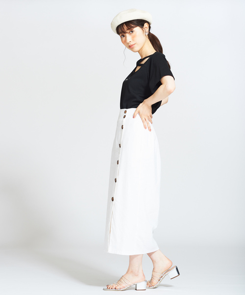 WEGO（ウィゴー）の「WEGO/クロス刺繍ロゴTシャツ（Tシャツ/カットソー・レディース・ピンク/ブラック・FREE）」の6枚目の写真