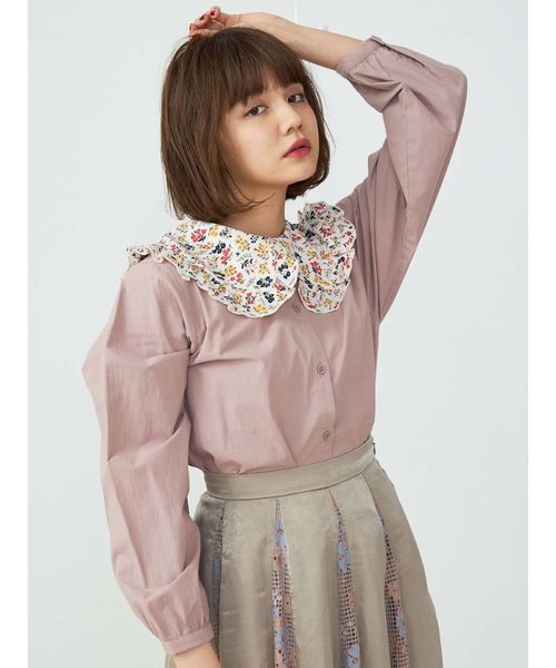 merry jenny（メリージェニー）の「flowerフリルカラーブラウス（シャツ/ブラウス・レディース・ブラック/オフホワイト/ピンク・FREE）」の5枚目の写真