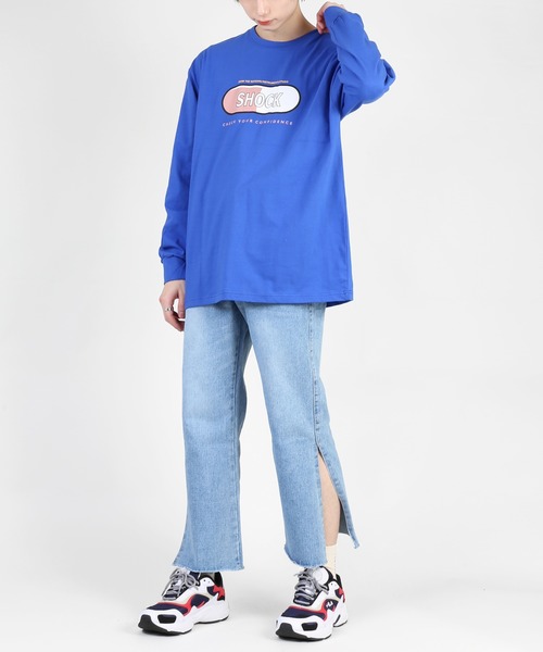 DING（ディング）の「DING/SHOCKロングTシャツ（Tシャツ/カットソー・レディース・ブルー/ブラック/ホワイト・FREE）」の8枚目の写真