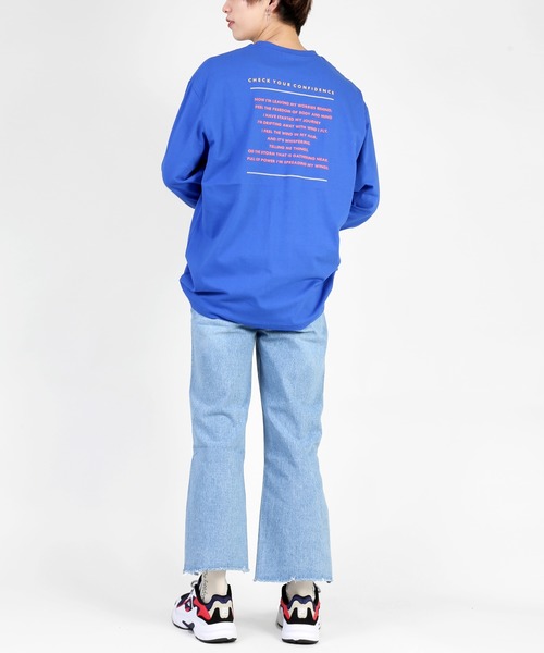 DING（ディング）の「DING/SHOCKロングTシャツ（Tシャツ/カットソー・レディース・ブルー/ブラック/ホワイト・FREE）」の9枚目の写真