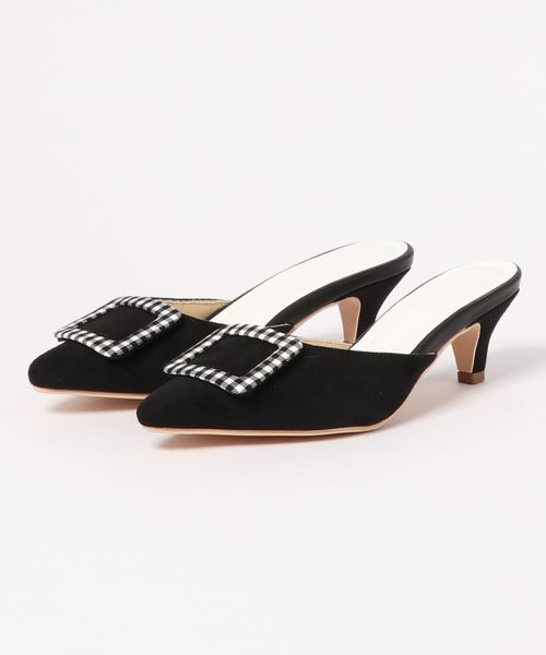 KOBE LETTUCE（コウベレタス）の「スクエアモチーフポインテッドトゥミュールサンダル（サンダル・レディース・ブラック/ホワイト系その他/ベージュ系その他/グリーン系その他/ベビーピンク/チェック・LL/S/M/L）」の16枚目の写真