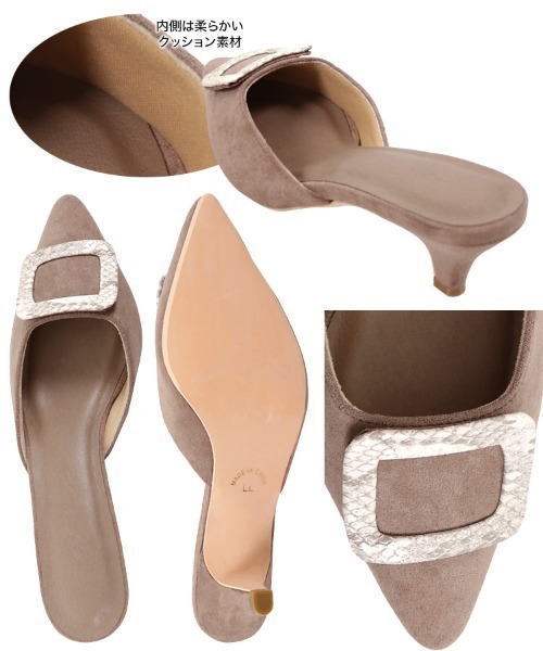 KOBE LETTUCE（コウベレタス）の「スクエアモチーフポインテッドトゥミュールサンダル（サンダル・レディース・ブラック/ホワイト系その他/ベージュ系その他/グリーン系その他/ベビーピンク/チェック・LL/S/M/L）」の18枚目の写真