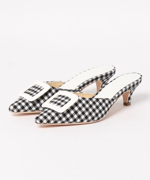 KOBE LETTUCE（コウベレタス）の「スクエアモチーフポインテッドトゥミュールサンダル（サンダル・レディース・ブラック/ホワイト系その他/ベージュ系その他/グリーン系その他/ベビーピンク/チェック・LL/S/M/L）」の9枚目の写真