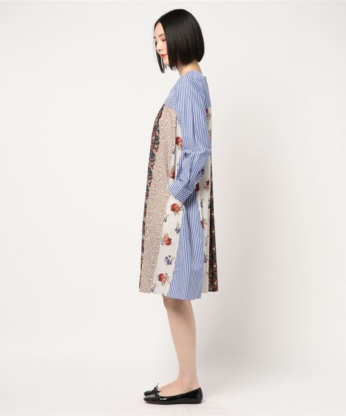 エスニックパッチワーク風プリント ストライプワンピース ワンピース Super ワンピース ワンピース Hakka スーパーハッカ のファッション Super セール