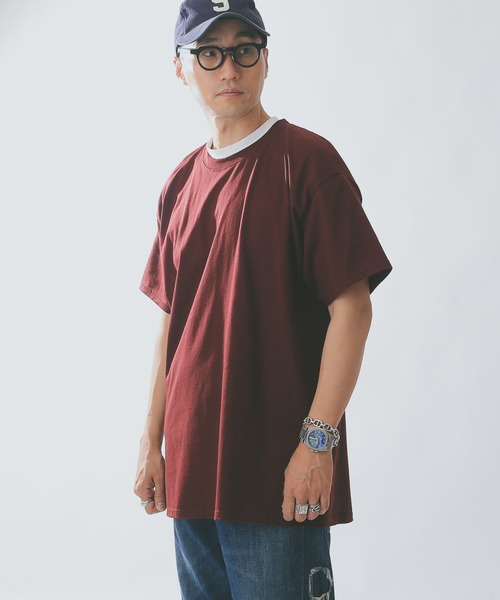 Champion（チャンピオン）の「Champion T525C 6oz S/S スタンダード Tシャツ（Tシャツ/カットソー・メンズ・オートミール/グリーン/オレンジ/ブラック/ホワイト/チャコールグレー/パープル/ネイビー/グレー/ブルー/レッド/マルーン・M/L/S/XL/XXL）」の11枚目の写真