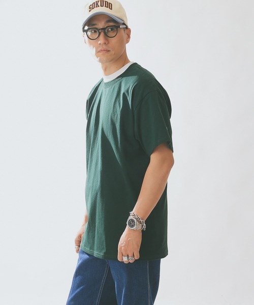 Champion（チャンピオン）の「Champion T525C 6oz S/S スタンダード Tシャツ（Tシャツ/カットソー・メンズ・オートミール/グリーン/オレンジ/ブラック/ホワイト/チャコールグレー/パープル/ネイビー/グレー/ブルー/レッド/マルーン・M/L/S/XL/XXL）」の7枚目の写真