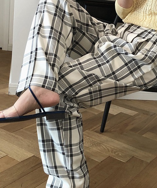 chuclla（チュクラ）の「【chuclla】チェック タックスラックス chw1103（スラックス・レディース・ホワイト/カーキ・S/M）」の7枚目の写真