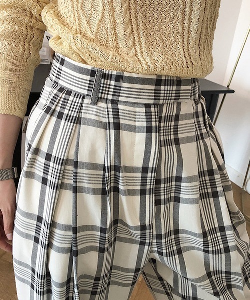 chuclla（チュクラ）の「【chuclla】チェック タックスラックス chw1103（スラックス・レディース・ホワイト/カーキ・S/M）」の8枚目の写真