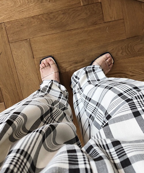 chuclla（チュクラ）の「【chuclla】チェック タックスラックス chw1103（スラックス・レディース・ホワイト/カーキ・S/M）」の9枚目の写真