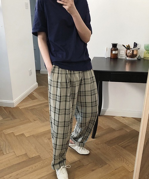 chuclla（チュクラ）の「【chuclla】チェック タックスラックス chw1103（スラックス・レディース・ホワイト/カーキ・S/M）」の11枚目の写真