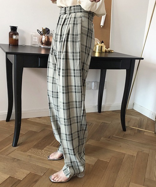 chuclla（チュクラ）の「【chuclla】チェック タックスラックス chw1103（スラックス・レディース・ホワイト/カーキ・S/M）」の12枚目の写真