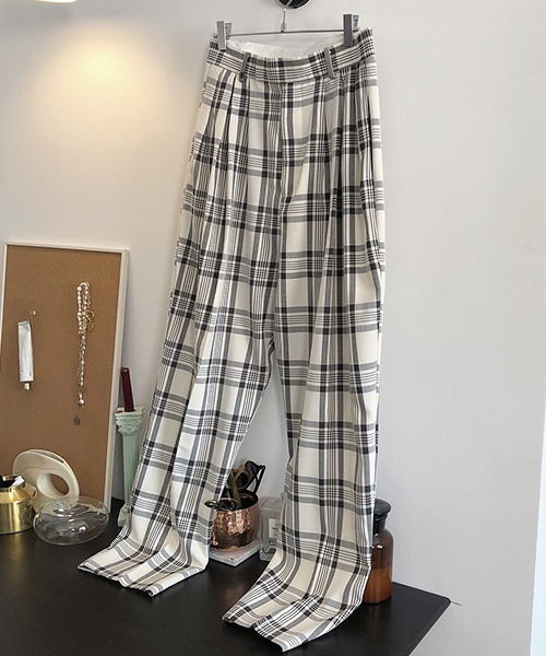 chuclla（チュクラ）の「【chuclla】チェック タックスラックス chw1103（スラックス・レディース・ホワイト/カーキ・S/M）」の16枚目の写真