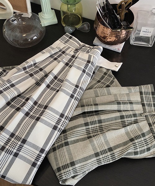 chuclla（チュクラ）の「【chuclla】チェック タックスラックス chw1103（スラックス・レディース・ホワイト/カーキ・S/M）」の18枚目の写真