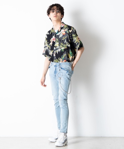 WEGO（ウィゴー）の「WEGO/半袖アロハシャツ（シャツ/ブラウス・メンズ・ホワイト/ネイビー/ブラック・MEDIUM/LARGE）」の7枚目の写真