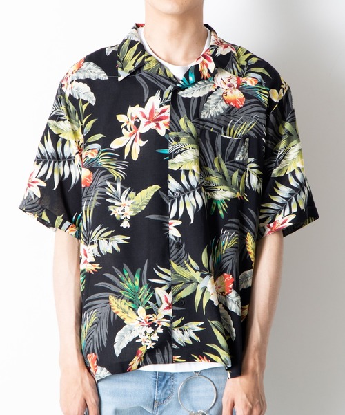 WEGO（ウィゴー）の「WEGO/半袖アロハシャツ（シャツ/ブラウス・メンズ・ホワイト/ネイビー/ブラック・MEDIUM/LARGE）」の14枚目の写真