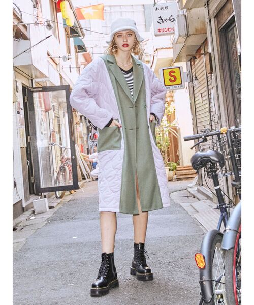 jouetie（ジュエティ）の「キルティングスイッチコート（チェスターコート・レディース・ブラック/ベージュ/ピンク/グリーン/カーキ・MEDIUM）」の4枚目の写真