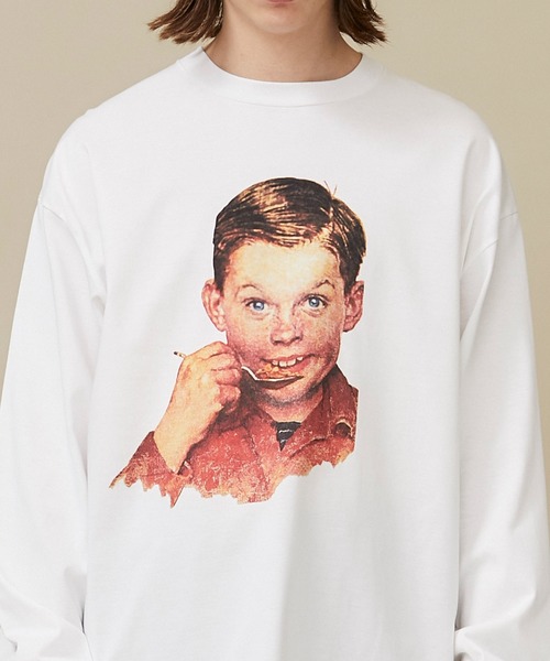 Name.（ネーム）の「【Name.】NORMAN ROCKWELLプリントロングスリーブTシャツ "BOY"/NMCU-20AW-006（Tシャツ/カットソー・メンズ・ブラック/ホワイト・1/2/0）」の9枚目の写真