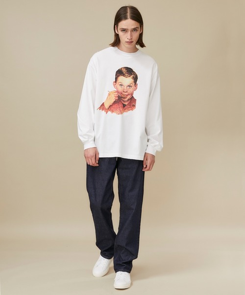 Name.（ネーム）の「【Name.】NORMAN ROCKWELLプリントロングスリーブTシャツ "BOY"/NMCU-20AW-006（Tシャツ/カットソー・メンズ・ブラック/ホワイト・1/2/0）」の3枚目の写真