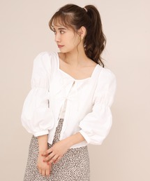 one after another NICE CLAUP | 袖コンシャスリボンブラウス(シャツ/ブラウス)