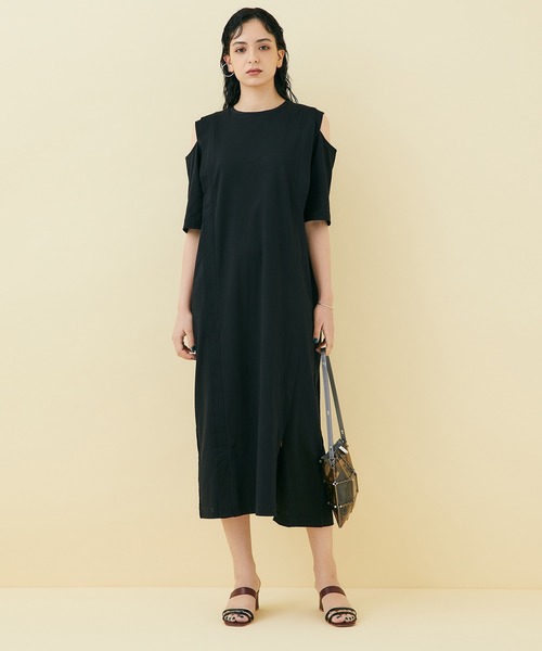 STUDIOUS（ステュディオス）の「【STUDIOUS】ショルダースリットTEEワンピース（ワンピース・レディース・ブラック/マルチ・FREE）」の12枚目の写真