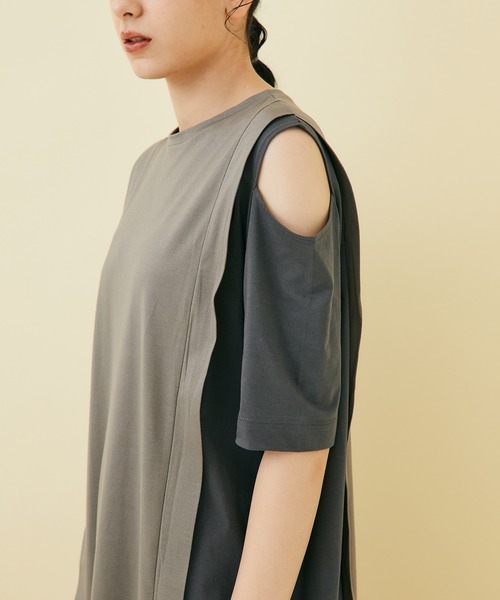 STUDIOUS（ステュディオス）の「【STUDIOUS】ショルダースリットTEEワンピース（ワンピース・レディース・ブラック/マルチ・FREE）」の5枚目の写真