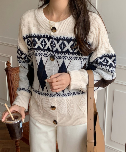 流行サイト セール Bigシルエットデザイン柄ニットカーディガン ニット セーター Emi エミプラス のファッション 1年保証 Jcantunes Creativebe Com Br