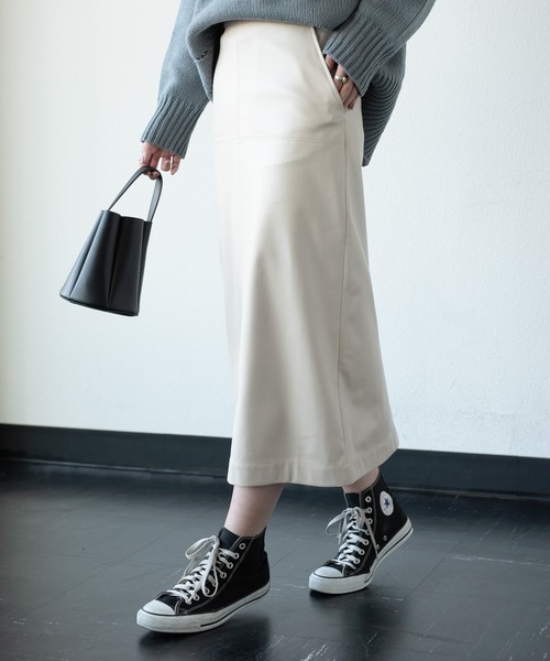 Aunt Marie's（アントマリーズ）の「フェイクレザータイトスカート（スカート・レディース・アイボリー/グリーン/ブラック・FREE）」の7枚目の写真